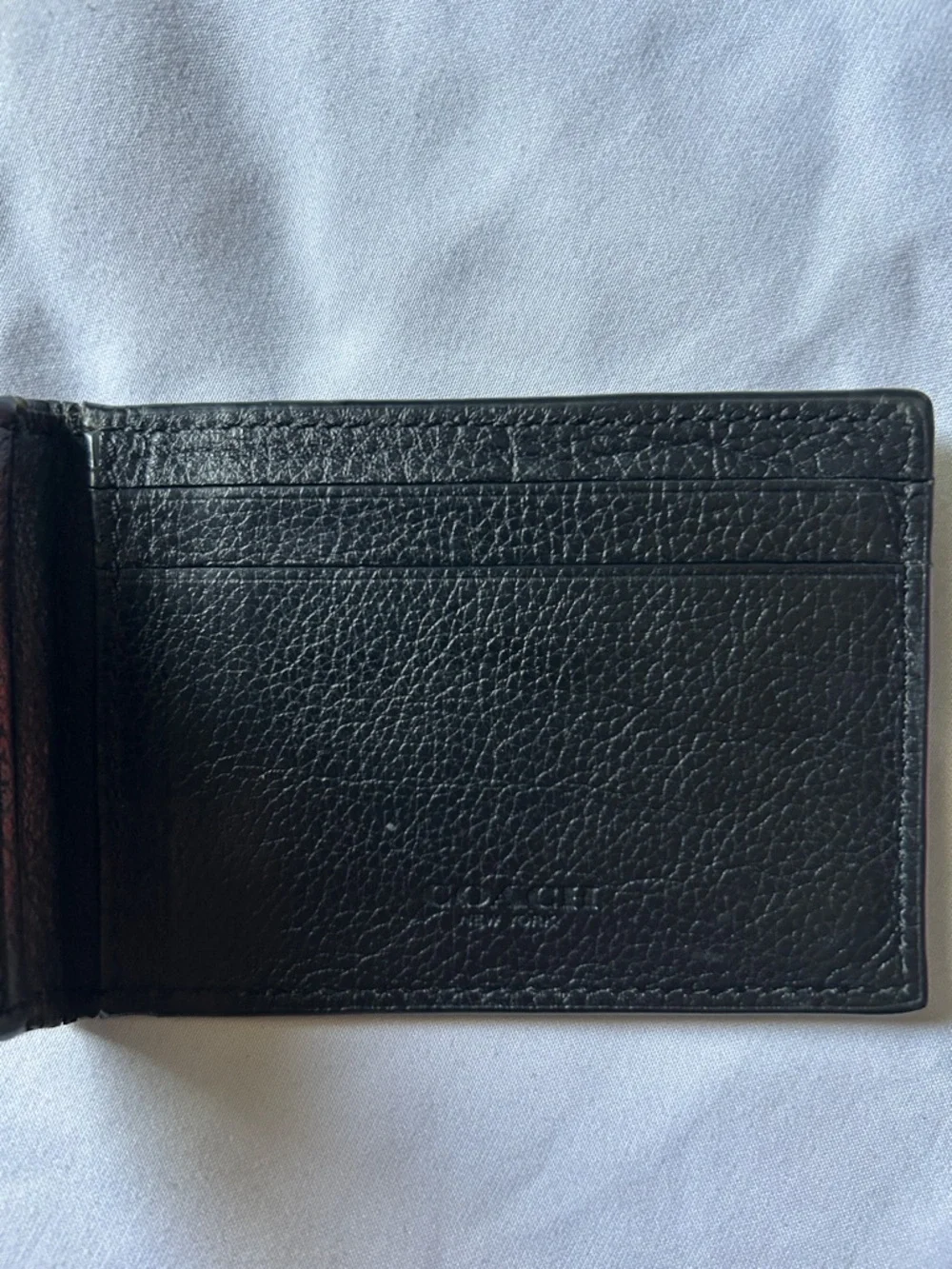 Coach Black Pebbled Leather Small Bifold Card Case